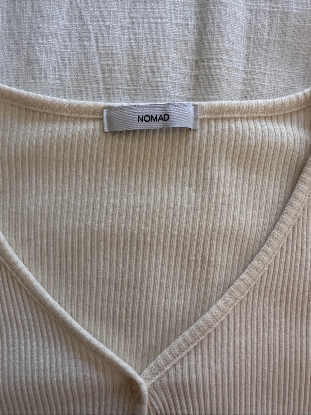 Nomad Ribbed Button Front Cream Cardigan Size Small - Picture 4 of 10
